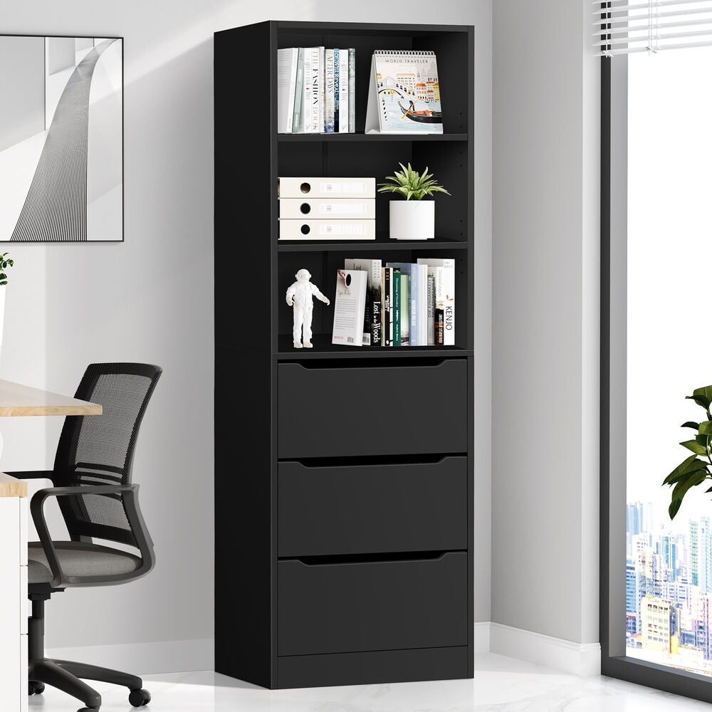 ALFORDSON Chest of 3 Drawers Office Storage Cabinet Tallboy Bedroom Black