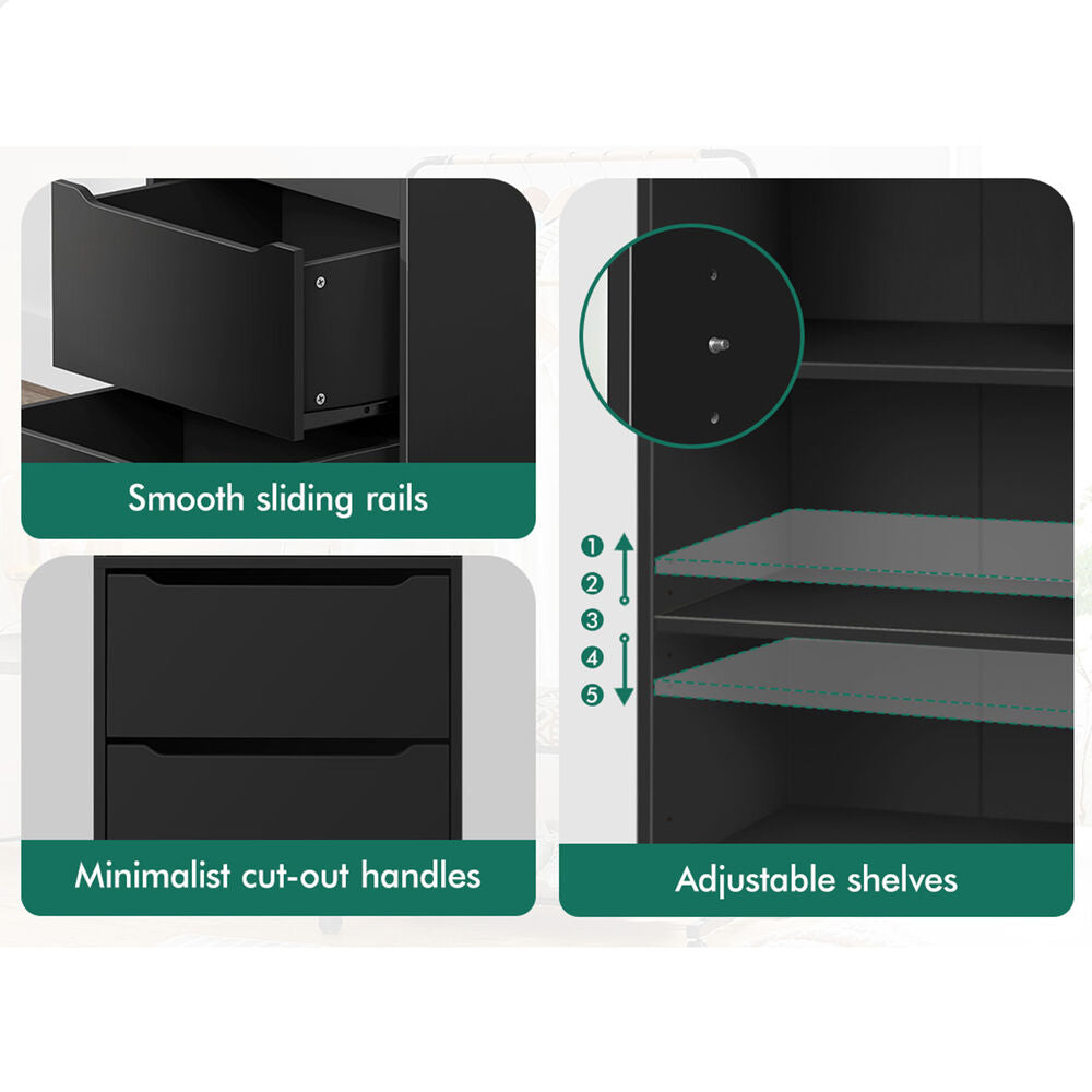 ALFORDSON Chest of 3 Drawers Office Storage Cabinet Tallboy Bedroom Black