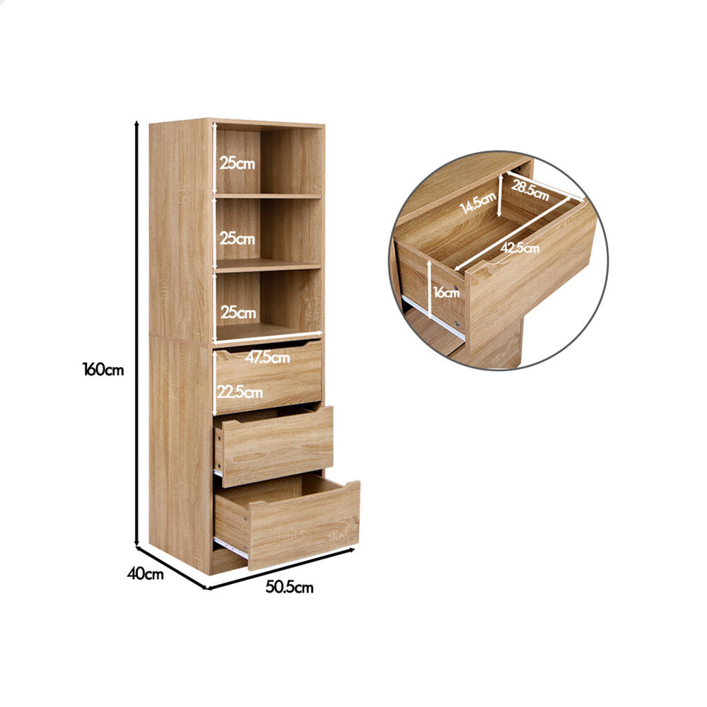 ALFORDSON Chest of 3 Drawers Office Storage Cabinet Tallboy Bedroom Wood