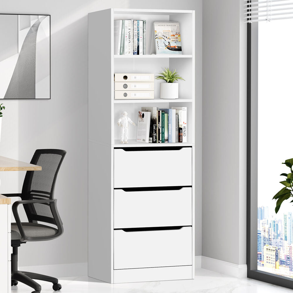 ALFORDSON Chest of 3 Drawers Office Storage Cabinet Tallboy Bedroom White