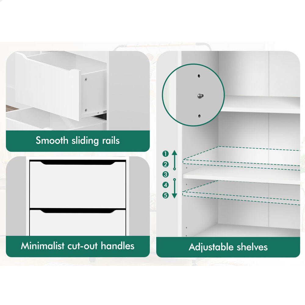 ALFORDSON Chest of 3 Drawers Office Storage Cabinet Tallboy Bedroom White