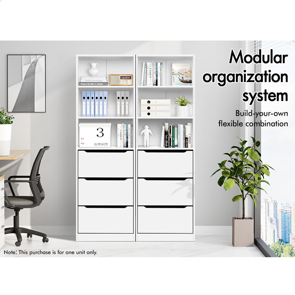 ALFORDSON Chest of 3 Drawers Office Storage Cabinet Tallboy Bedroom White