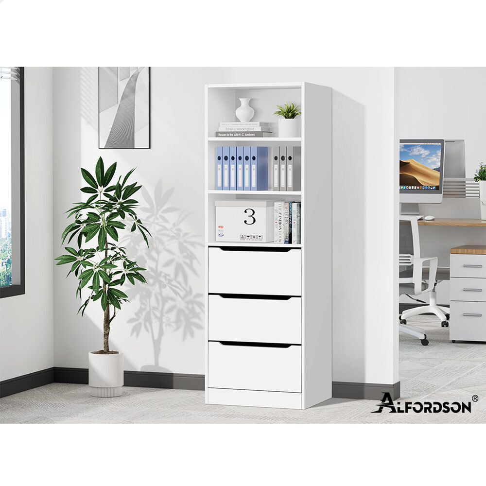 ALFORDSON Chest of 3 Drawers Office Storage Cabinet Tallboy Bedroom White
