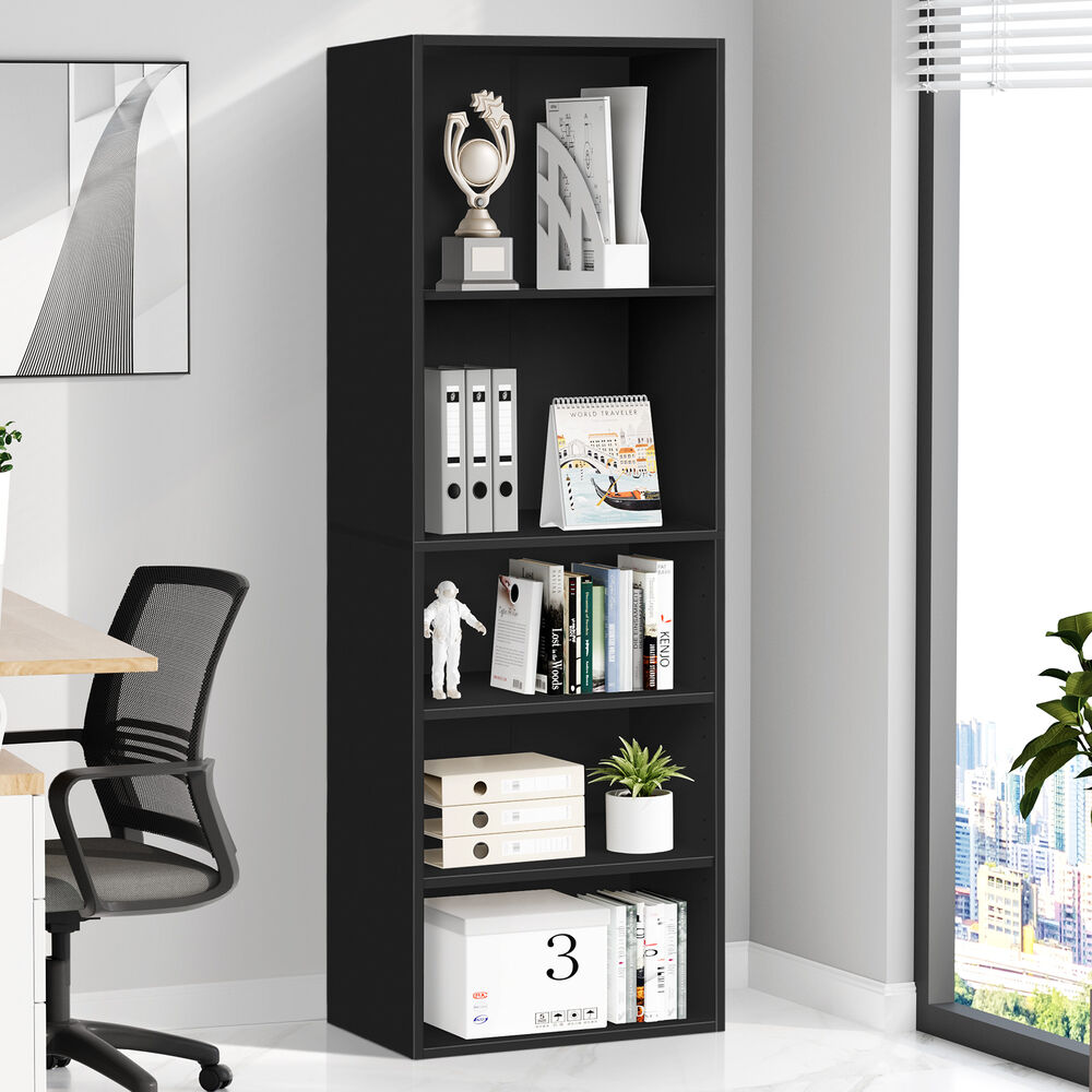 ALFORDSON Office Storage Cabinet 5 Shelves Bookcase Tallboy Bedroom Black