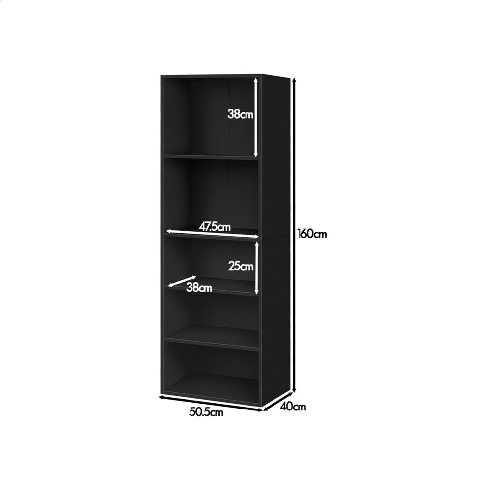 ALFORDSON Office Storage Cabinet 5 Shelves Bookcase Tallboy Bedroom Black