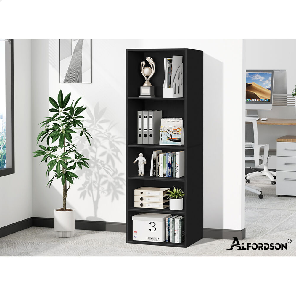 ALFORDSON Office Storage Cabinet 5 Shelves Bookcase Tallboy Bedroom Black