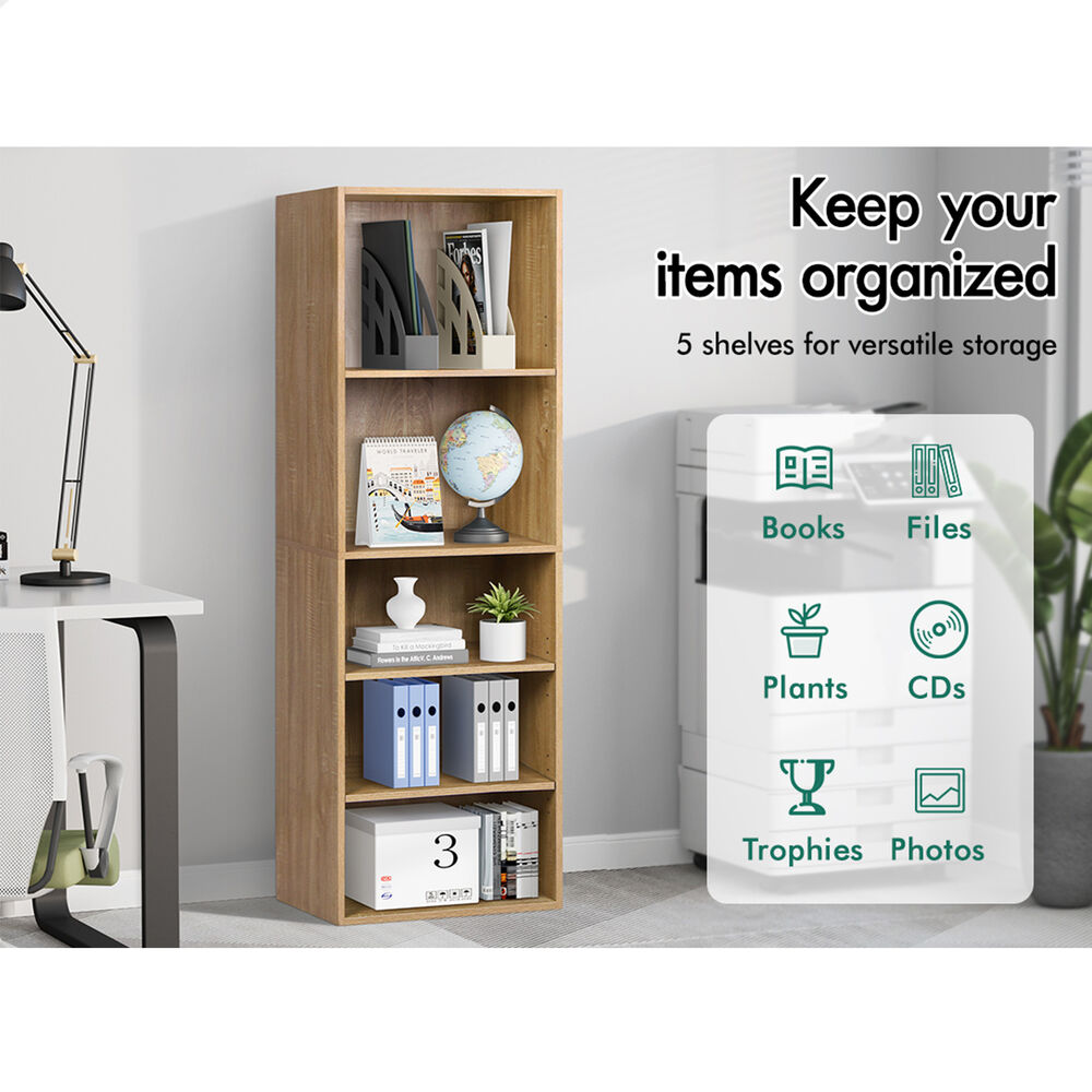 ALFORDSON Office Storage Cabinet 5 Shelves Bookcase Tallboy Bedroom Wood