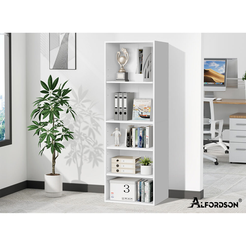 ALFORDSON Office Storage Cabinet 5 Shelves Bookcase Tallboy Bedroom White