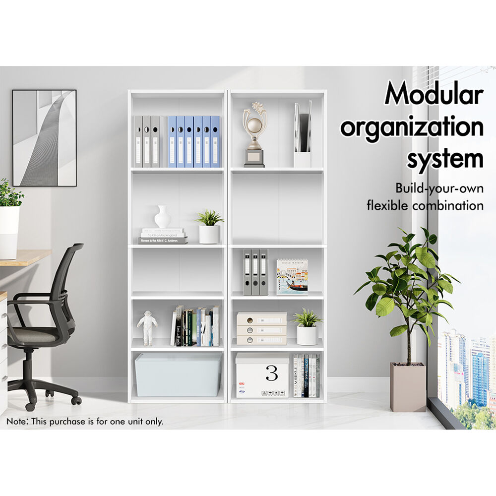 ALFORDSON Office Storage Cabinet 5 Shelves Bookcase Tallboy Bedroom White