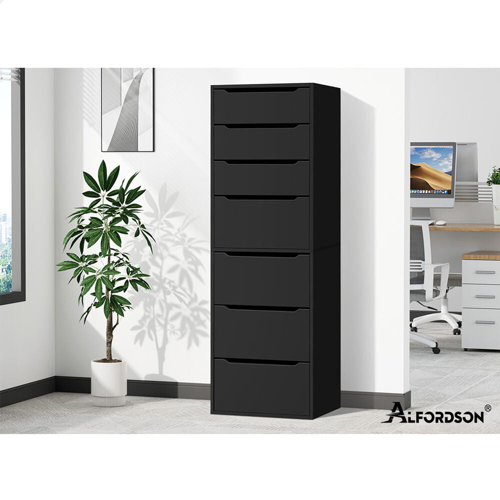ALFORDSON Chest of 7 Drawers Office Storage Cabinet Tallboy Bedroom Black