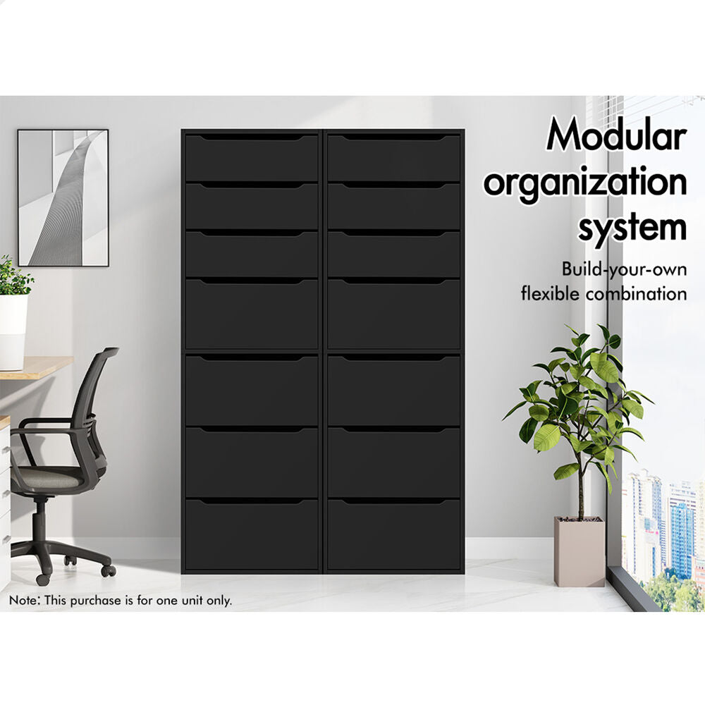 ALFORDSON Chest of 7 Drawers Office Storage Cabinet Tallboy Bedroom Black