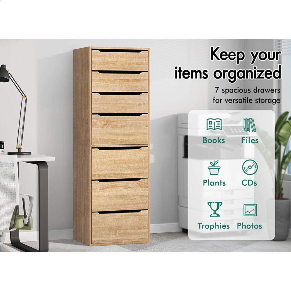 ALFORDSON Chest of 7 Drawers Office Storage Cabinet Tallboy Bedroom Wood