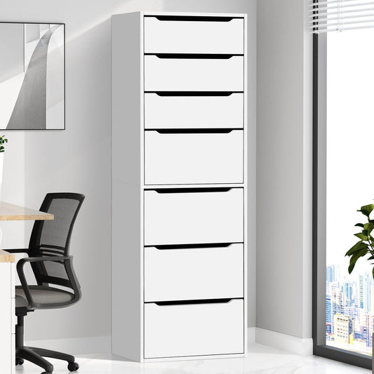 ALFORDSON Chest of 7 Drawers Office Storage Cabinet Tallboy Bedroom White