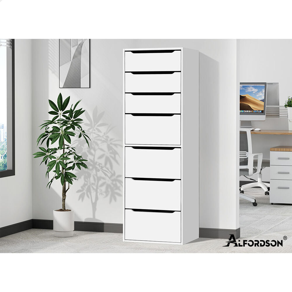 ALFORDSON Chest of 7 Drawers Office Storage Cabinet Tallboy Bedroom White