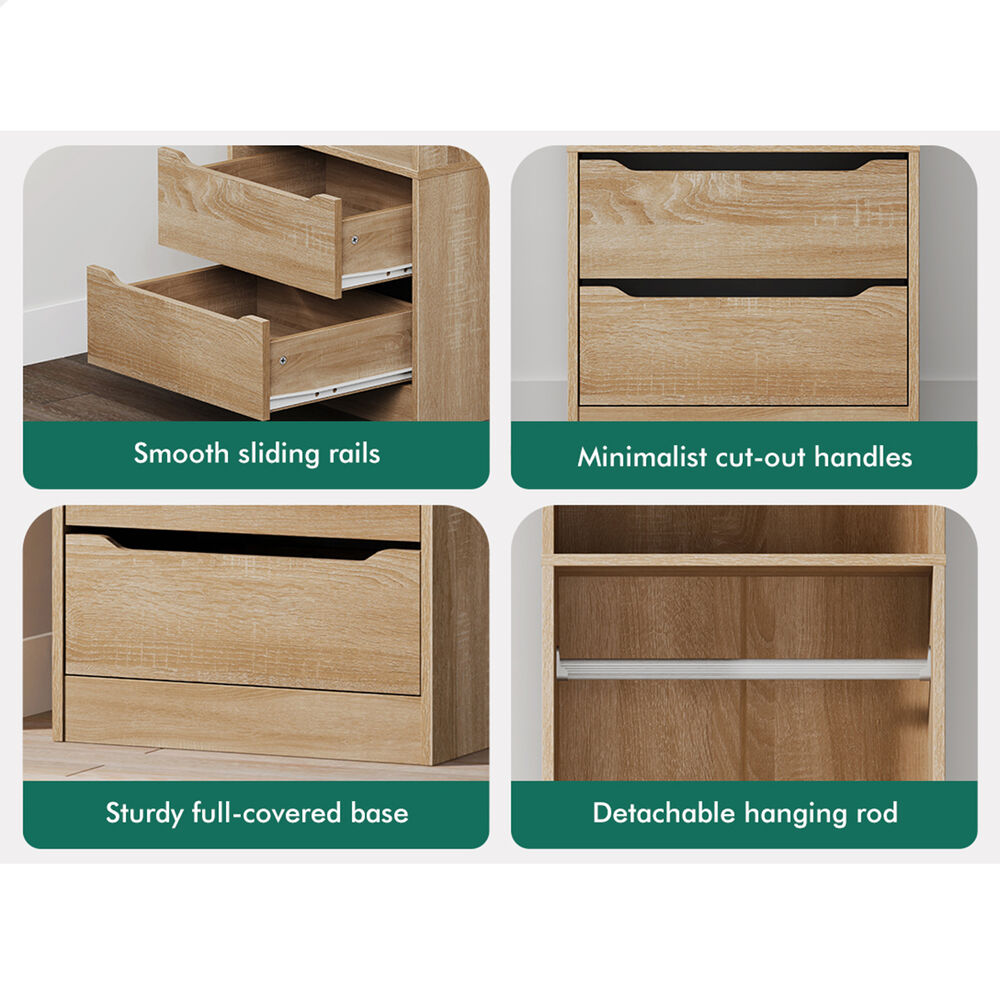 ALFORDSON Chest of 2 Drawers Office Storage Cabinet Tallboy Bedroom Wood