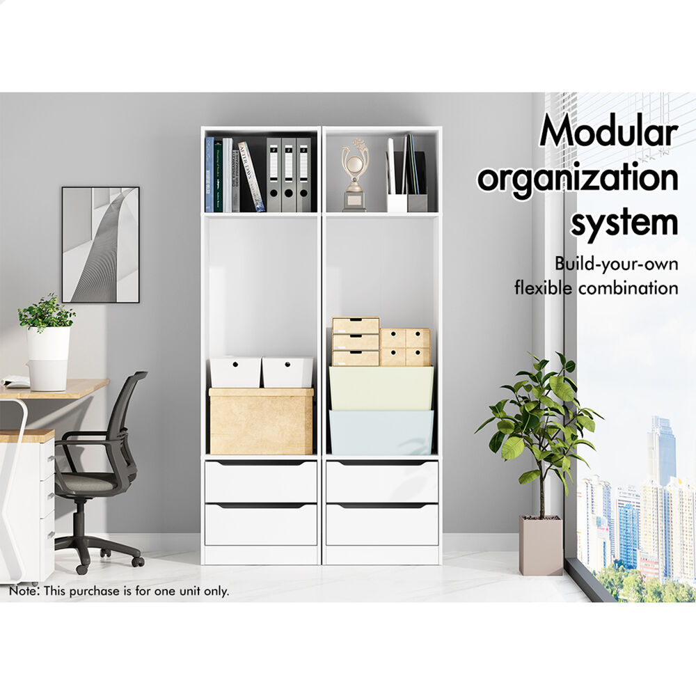 ALFORDSON Chest of 2 Drawers Office Storage Cabinet Tallboy Bedroom White