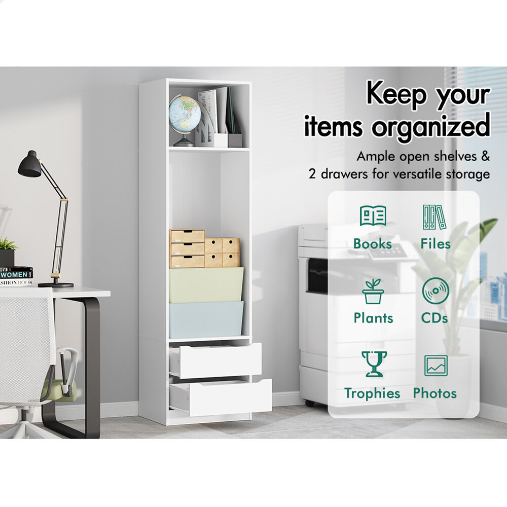 ALFORDSON Chest of 2 Drawers Office Storage Cabinet Tallboy Bedroom White