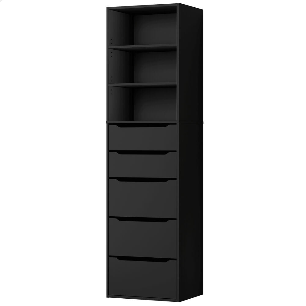 ALFORDSON Chest of 5 Drawers Office Storage Cabinet Tallboy Bedroom Black