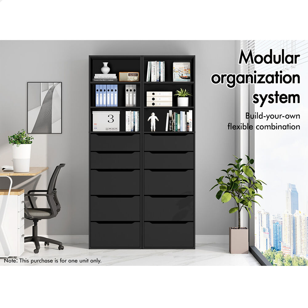 ALFORDSON Chest of 5 Drawers Office Storage Cabinet Tallboy Bedroom Black
