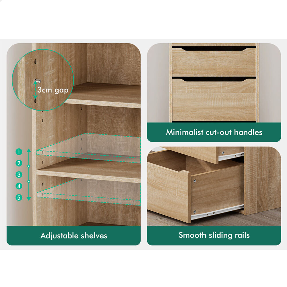 ALFORDSON Chest of 5 Drawers Office Storage Cabinet Tallboy Bedroom Wood