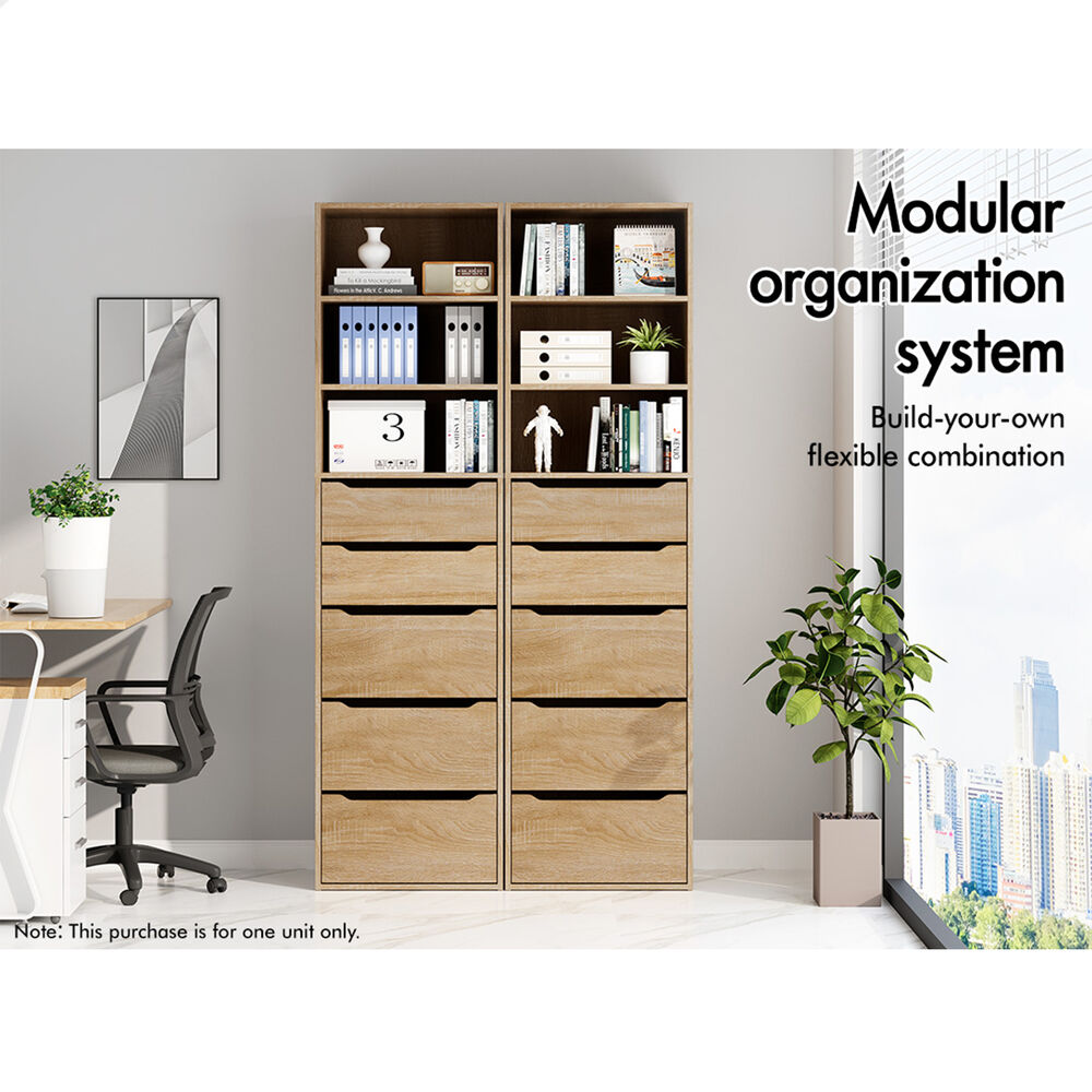 ALFORDSON Chest of 5 Drawers Office Storage Cabinet Tallboy Bedroom Wood