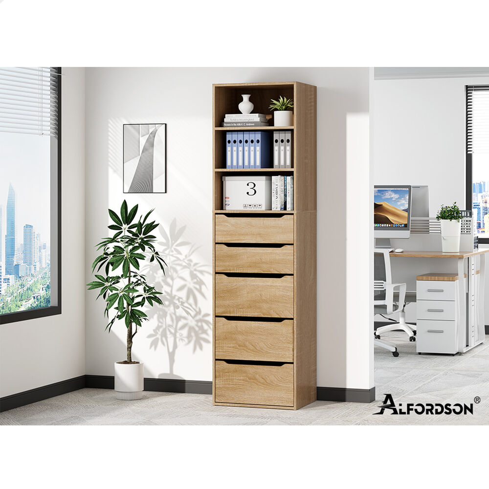 ALFORDSON Chest of 5 Drawers Office Storage Cabinet Tallboy Bedroom Wood