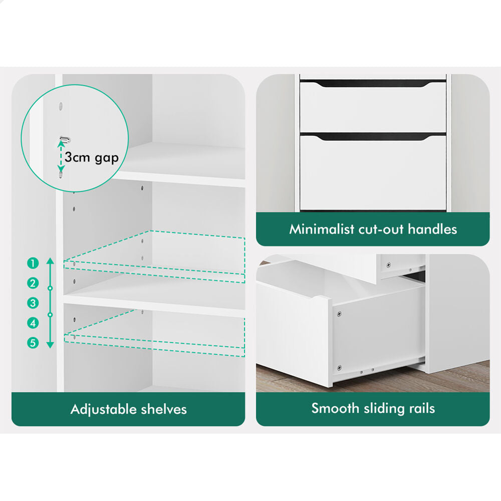 ALFORDSON Chest of 5 Drawers Office Storage Cabinet Tallboy Bedroom White