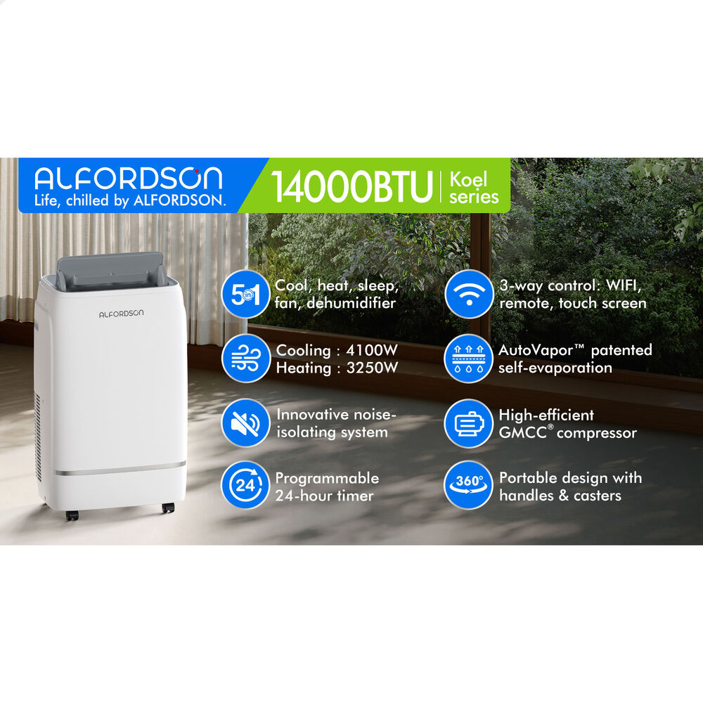 ALFORDSON Portable Air Conditioner 14000BTU Dehumidifier Fan WiFi Remote