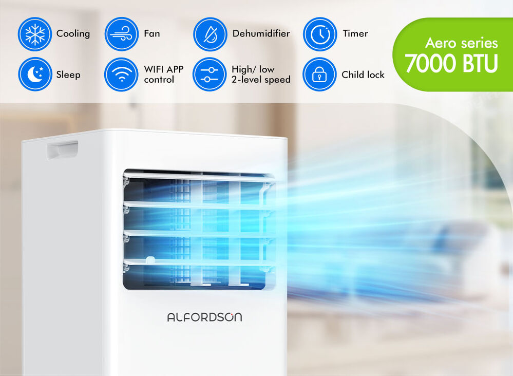 ALFORDSON Portable Air Conditioner 7000BTU Cooling Fan 4-in-1 Dehumidifier Wi-Fi
