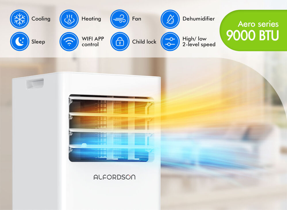 ALFORDSON Portable Air Conditioner 9000BTU Cool&Heat Fan 5-in-1 Dehumidifier