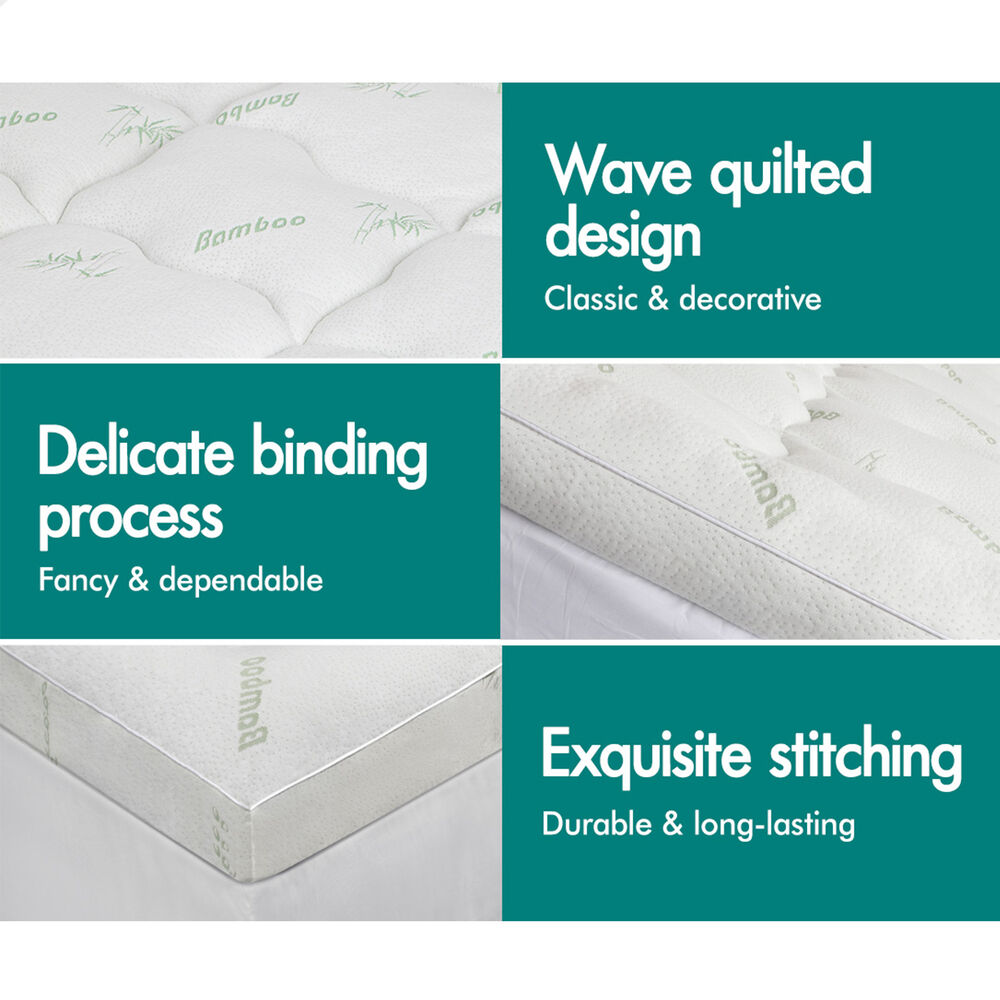 STARRY EUCALYPT Bamboo Fibre Pillowtop Mattress Topper Underlay Pad 11cm Single