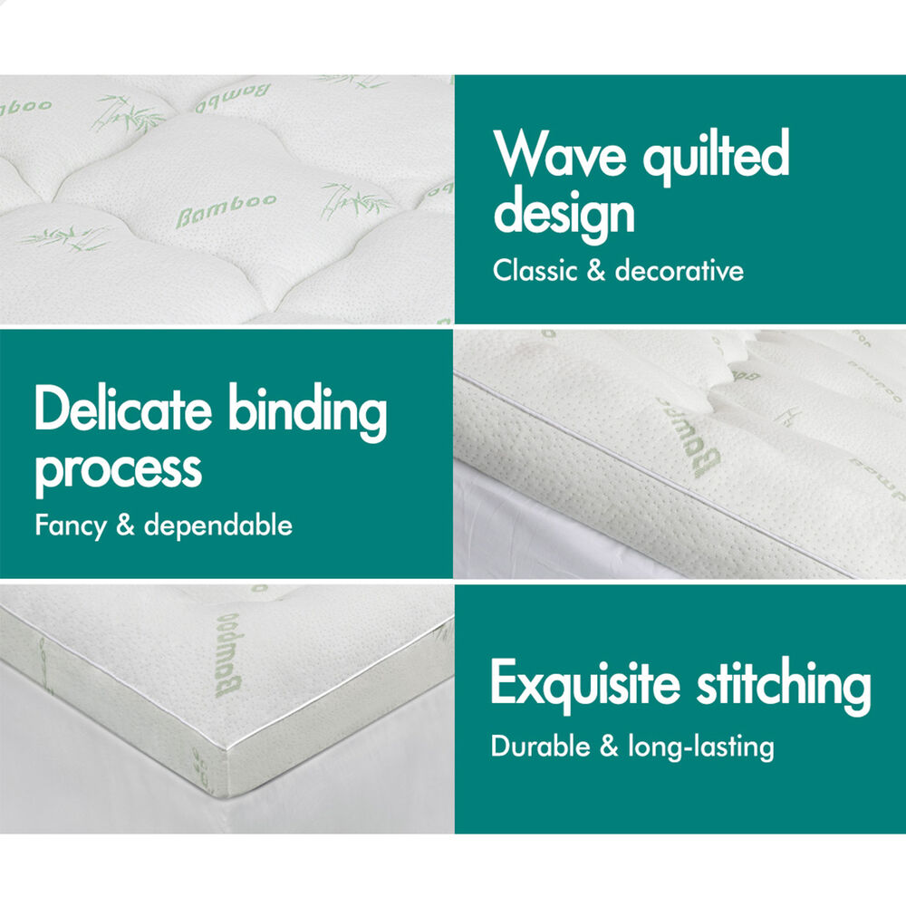STARRY EUCALYPT Bamboo Fibre Pillowtop Mattress Topper Underlay Pad 9cm Single