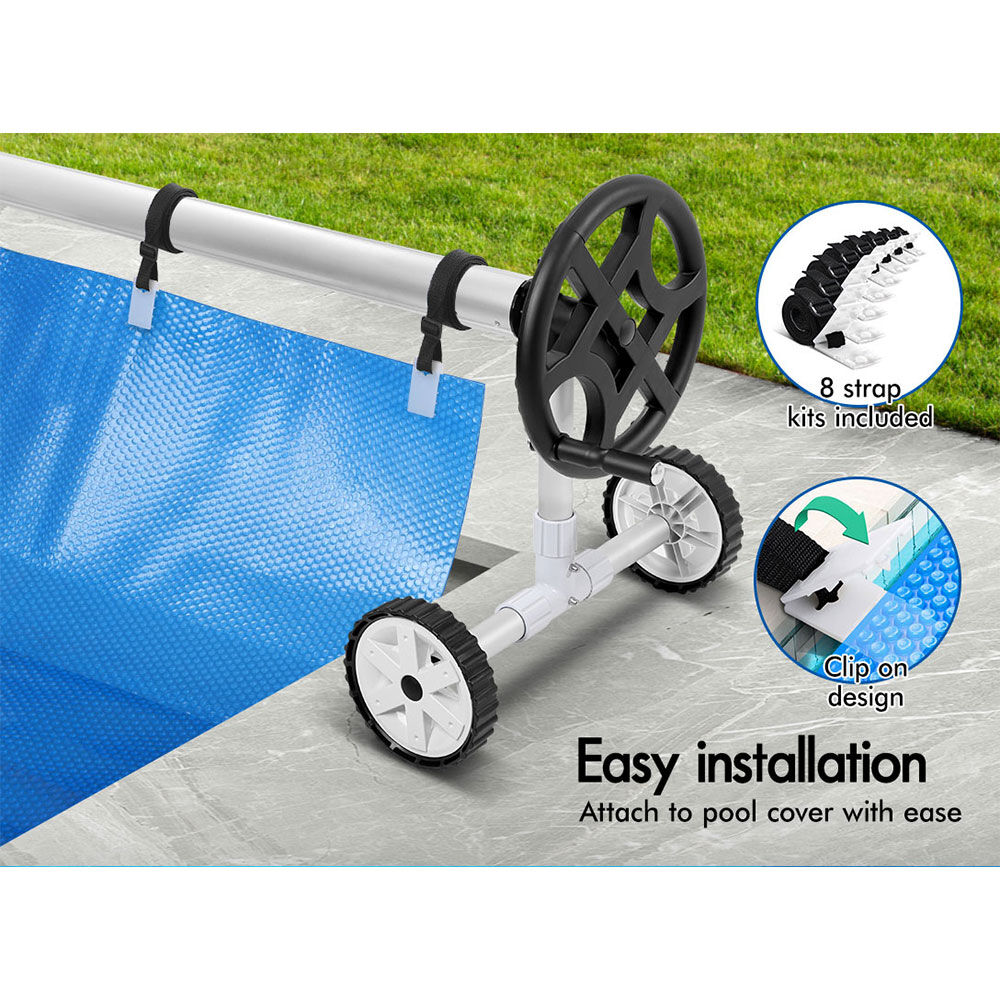 ALFORDSON Pool Cover 500 Micron 7X4M Solar Blanket Swimming 4.5M Black Roller