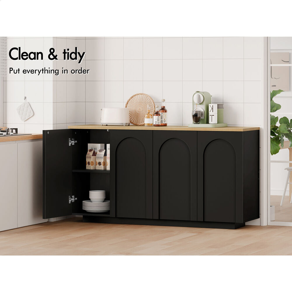 ALFORDSON Buffet Sideboard Cupboard Storage Cabinet Kitchen Pantry Doors Black