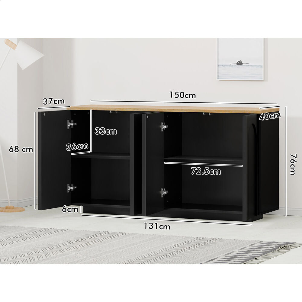ALFORDSON Buffet Sideboard Cupboard Storage Cabinet Kitchen Pantry Doors Black