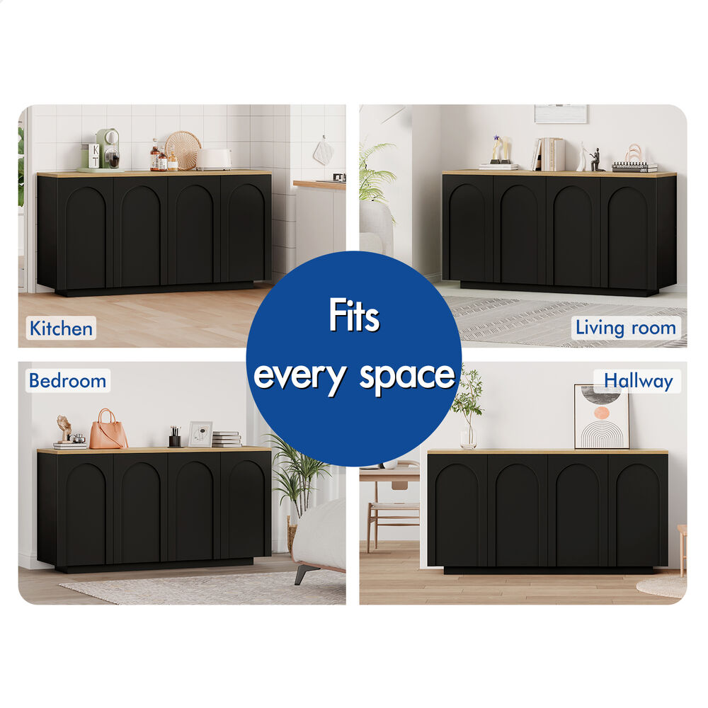 ALFORDSON Buffet Sideboard Cupboard Storage Cabinet Kitchen Pantry Doors Black