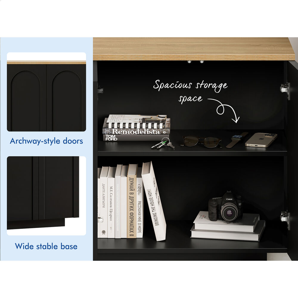 ALFORDSON Buffet Sideboard Cupboard Storage Cabinet Kitchen Pantry Doors Black