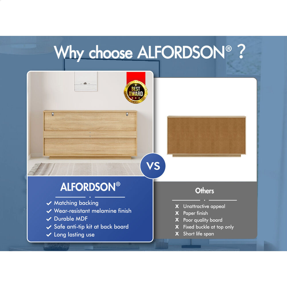 ALFORDSON Buffet Sideboard Storage Cabinet Cupboard Pantry Kitchen Doors Wood