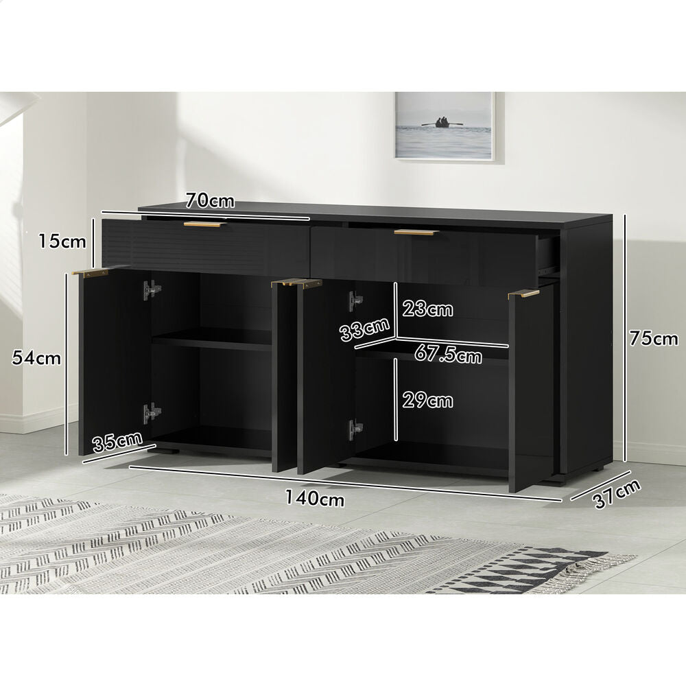ALFORDSON Buffet Sideboard Cupboard Storage Cabinet High Gloss Kitchen Black