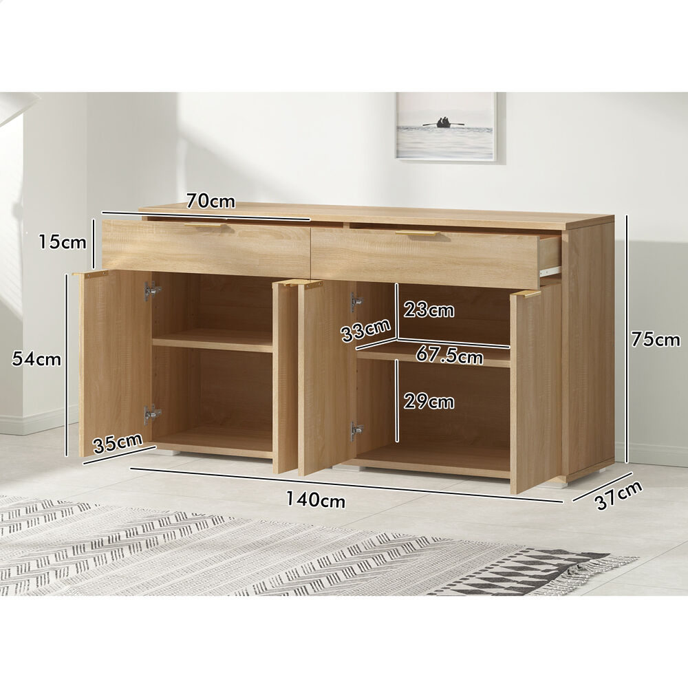 ALFORDSON Buffet Sideboard Cupboard Storage Cabinet Kitchen Drawers 4-Door Wood