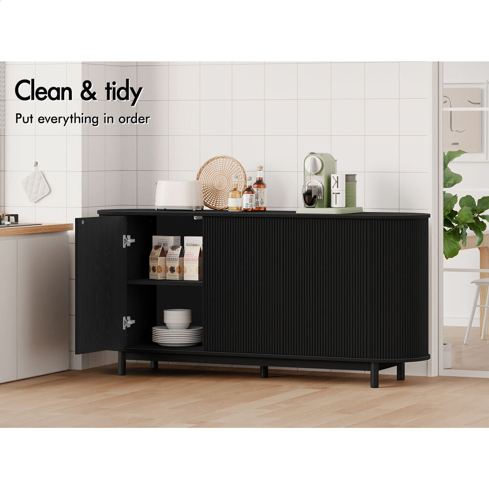 ALFORDSON Buffet Sideboard Cupboard Cabinet Storage Pantry Kitchen 3 Doors Black