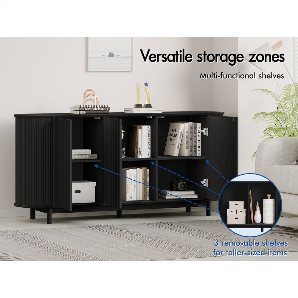 ALFORDSON Buffet Sideboard Cupboard Cabinet Storage Pantry Kitchen 3 Doors Black