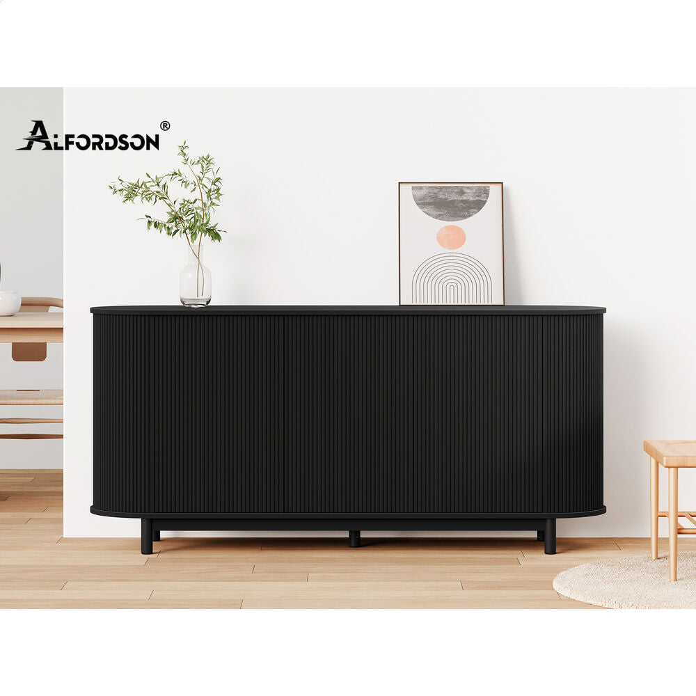 ALFORDSON Buffet Sideboard Cupboard Cabinet Storage Pantry Kitchen 3 Doors Black
