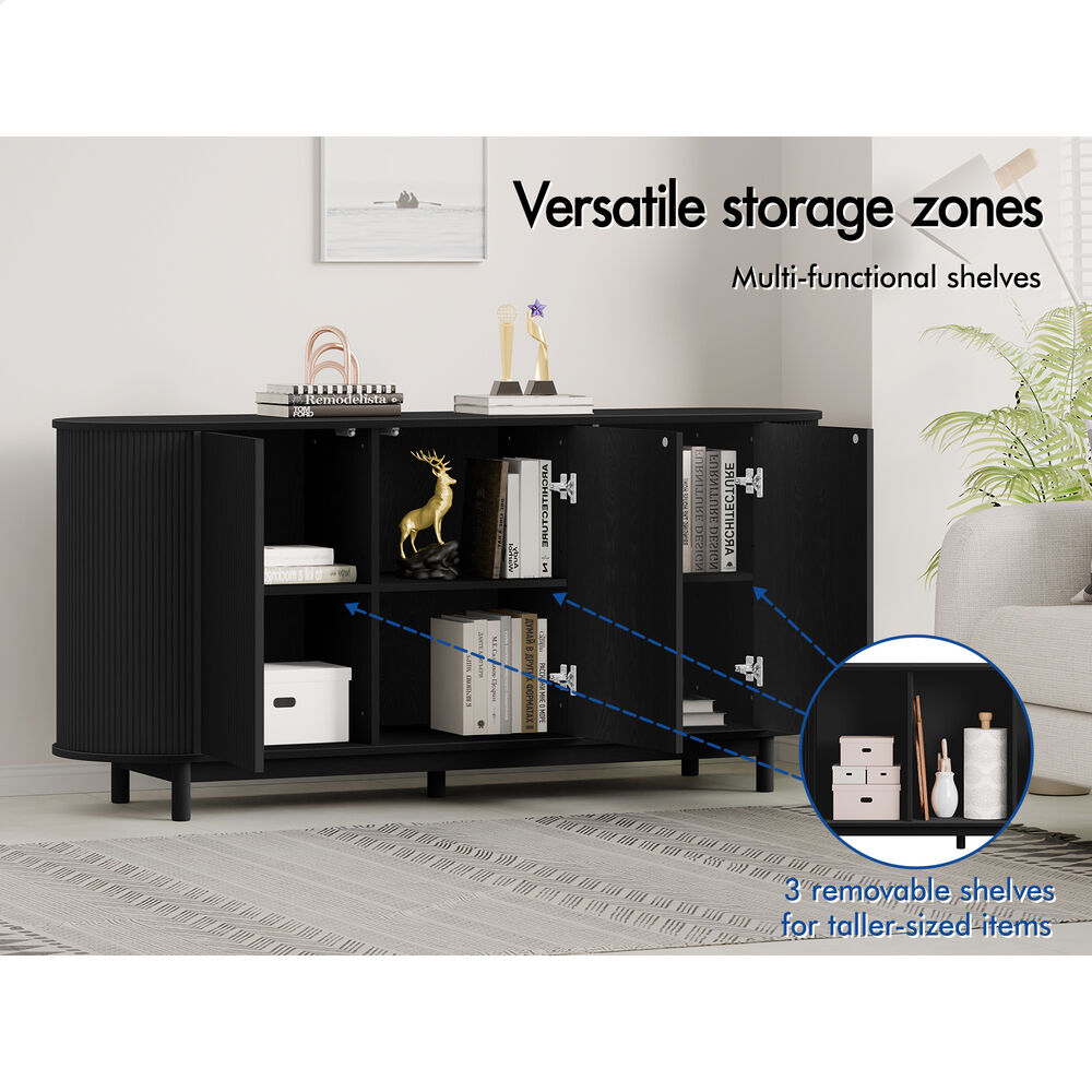 ALFORDSON Buffet Sideboard Cupboard Cabinet Storage Pantry Kitchen 3 Doors Black
