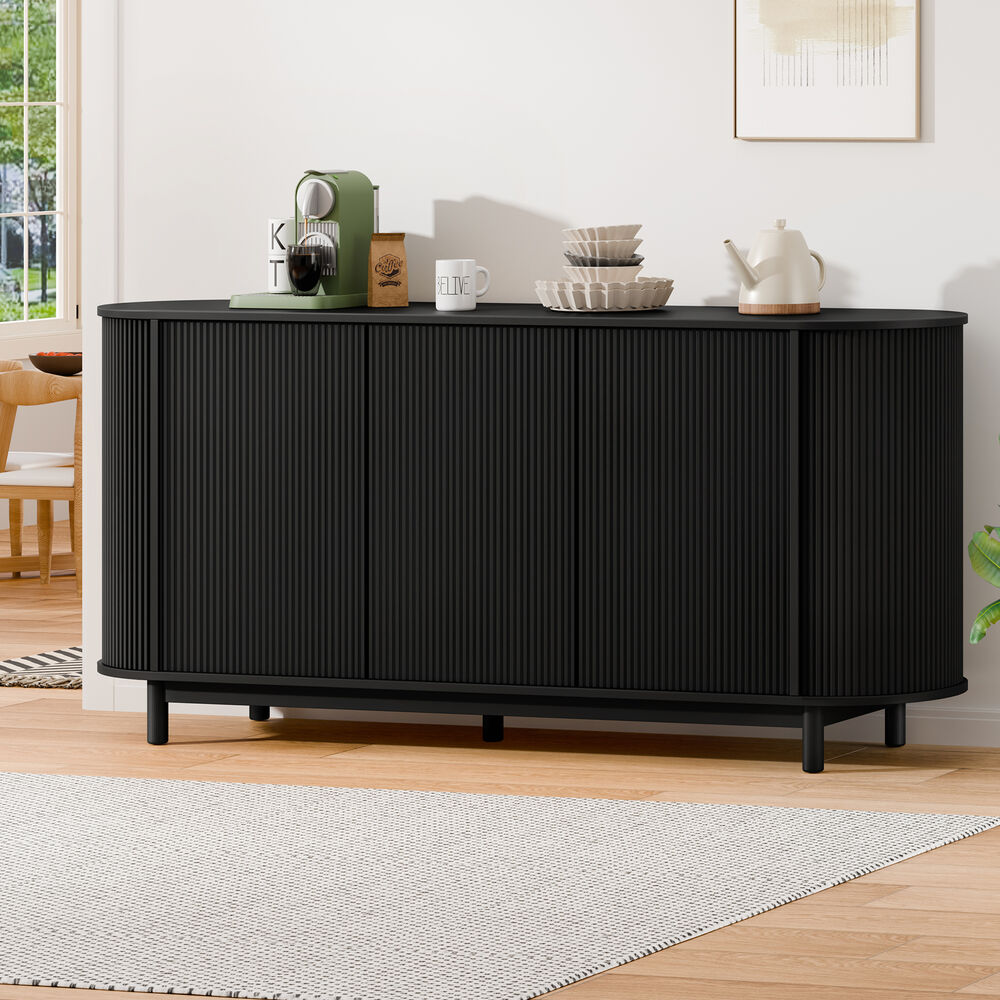 ALFORDSON Buffet Sideboard Cupboard Cabinet Storage Pantry Kitchen 3 Doors Black