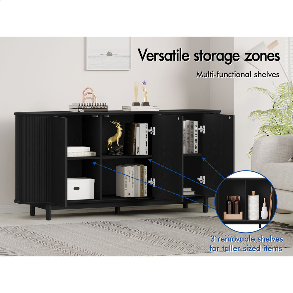 ALFORDSON Buffet Sideboard Cupboard Cabinet Storage Pantry Kitchen 3 Doors Black
