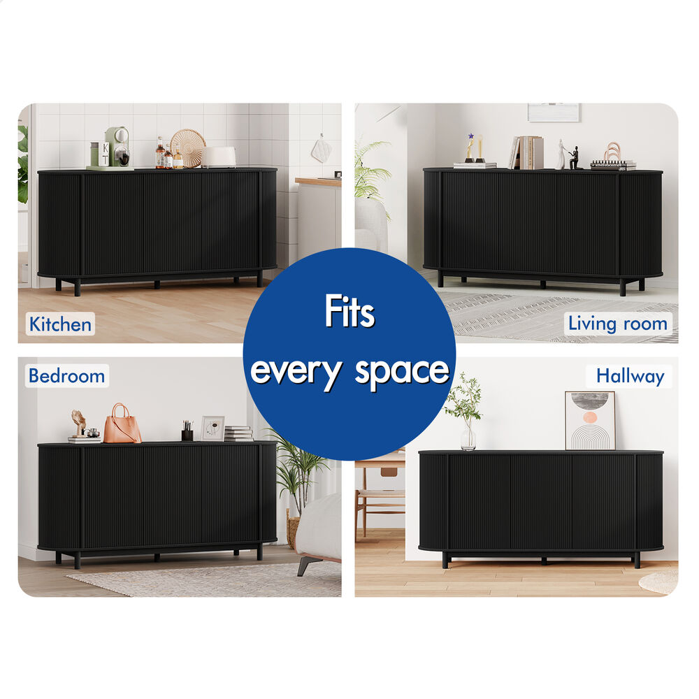 ALFORDSON Buffet Sideboard Cupboard Cabinet Storage Pantry Kitchen 3 Doors Black