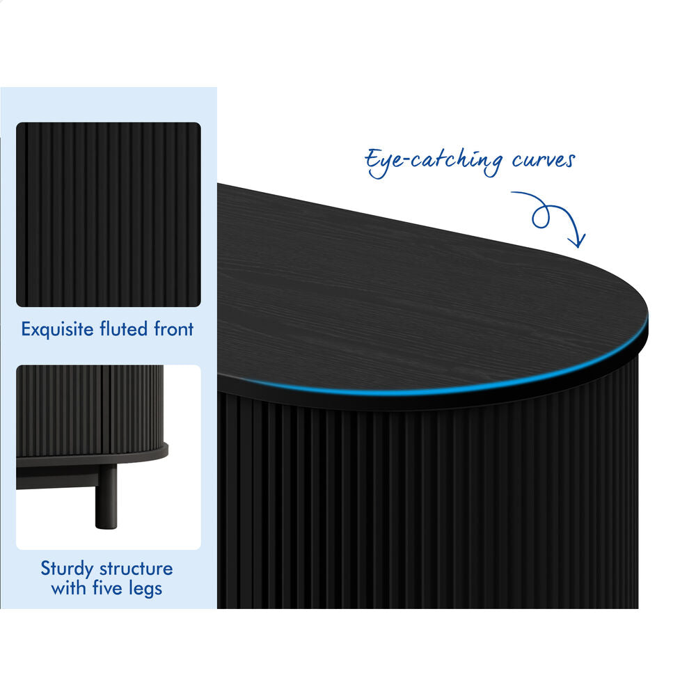 ALFORDSON Buffet Sideboard Cupboard Cabinet Storage Pantry Kitchen 3 Doors Black