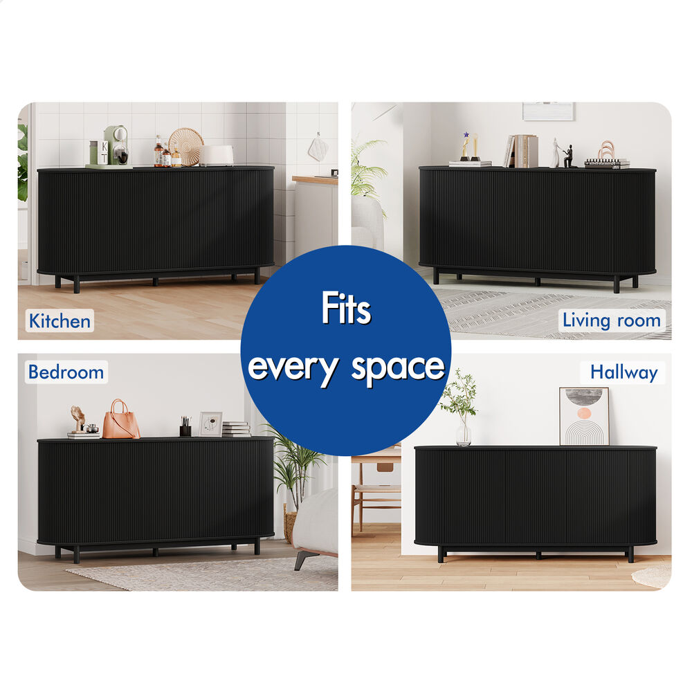 ALFORDSON Buffet Sideboard Cupboard Cabinet Storage Pantry Kitchen 3 Doors Black