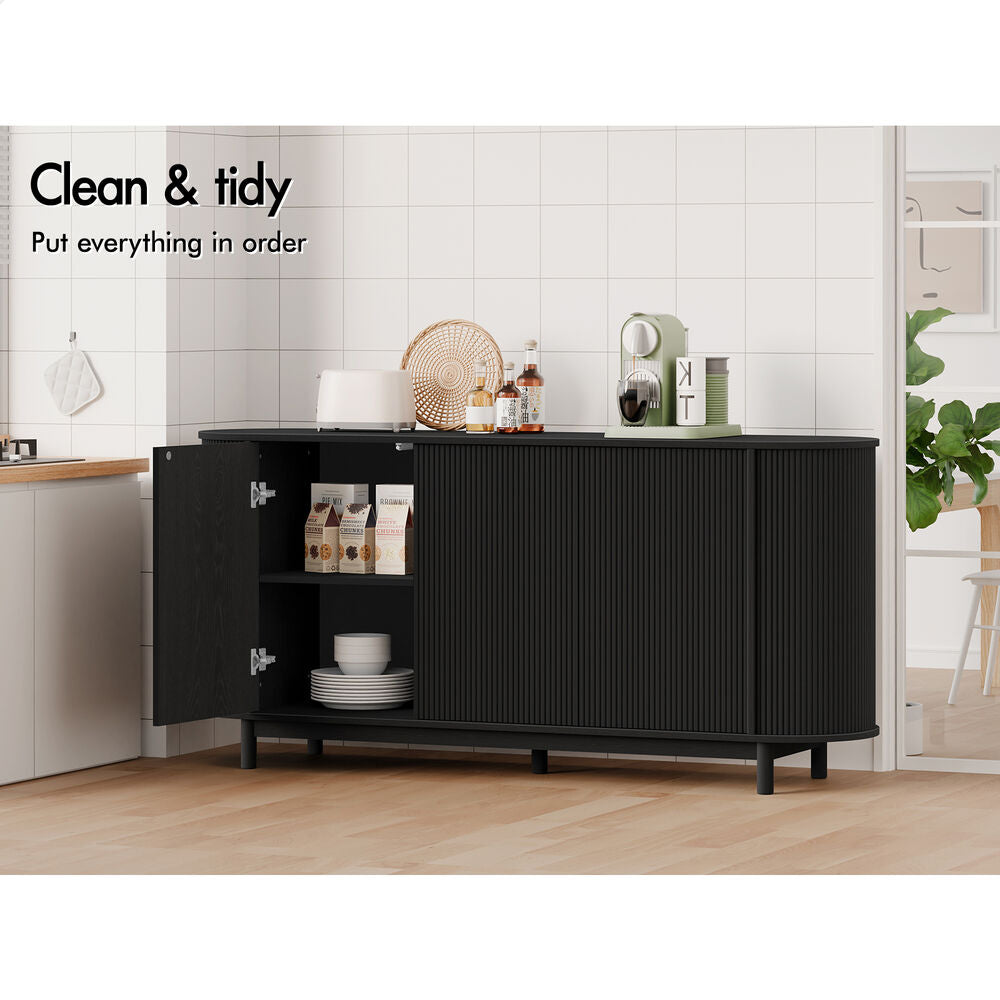 ALFORDSON Buffet Sideboard Cupboard Cabinet Storage Pantry Kitchen 3 Doors Black